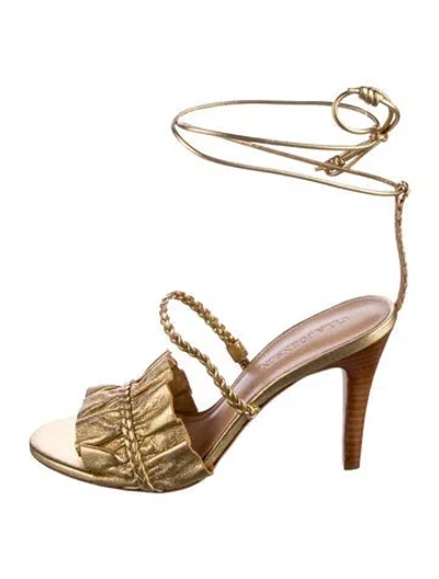Pre-owned Ulla Johnson Leather Braided Accents Sandals In Gold