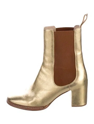 Pre-owned Ulla Johnson Leather Chelsea Boots In Gold