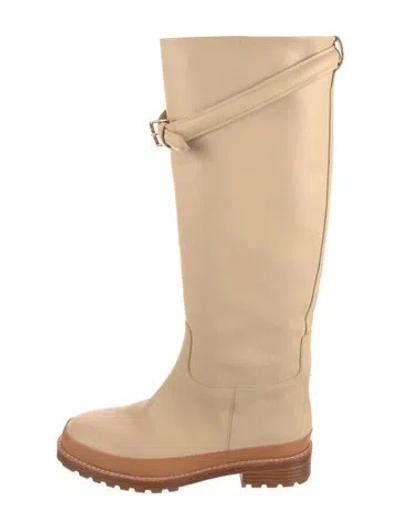 Pre-owned Ulla Johnson Leather Colorblock Pattern Rain Boots In Neutral