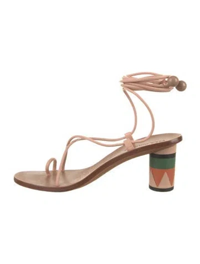Pre-owned Ulla Johnson Leather Colorblock Pattern Sandals In Neutrals
