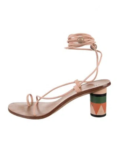 Pre-owned Ulla Johnson Leather Colorblock Pattern Sandals In Neutrals