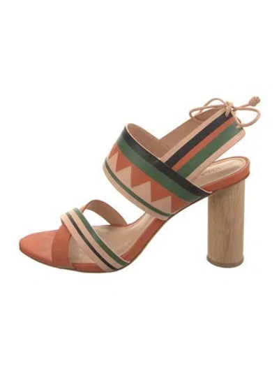 Pre-owned Ulla Johnson Leather Colorblock Pattern Slingback Sandals