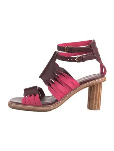 Pre-owned Ulla Johnson Leather Colorblock Pattern Slingback Sandals In Multi