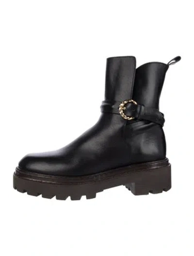 Pre-owned Ulla Johnson Leather Combat Boots In Black