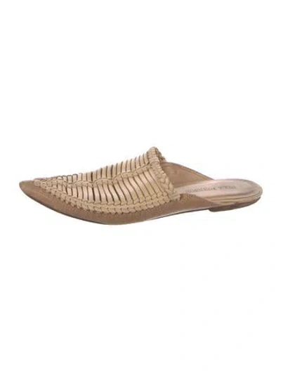 Pre-owned Ulla Johnson Leather Cutout Accent Mules In Neutral