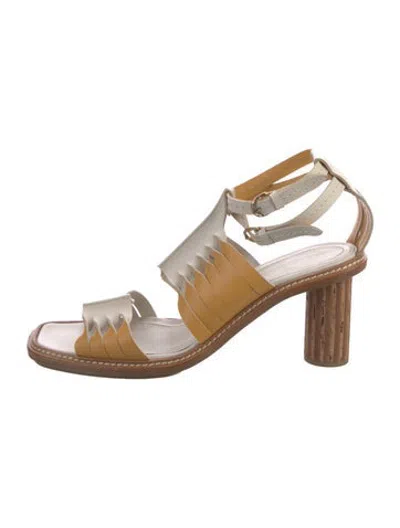 Pre-owned Ulla Johnson Leather Cutout Accent Sandals In Neutrals