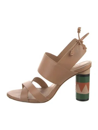 Pre-owned Ulla Johnson Leather Cutout Accent Slingback Sandals In Neutral