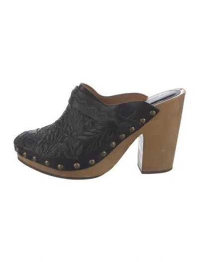 Pre-owned Ulla Johnson Leather Embroidered Accent D'orsay Pumps In Black