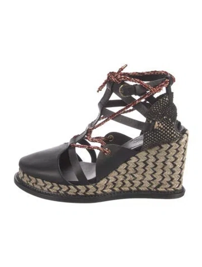 Pre-owned Ulla Johnson Leather Espadrilles In Black