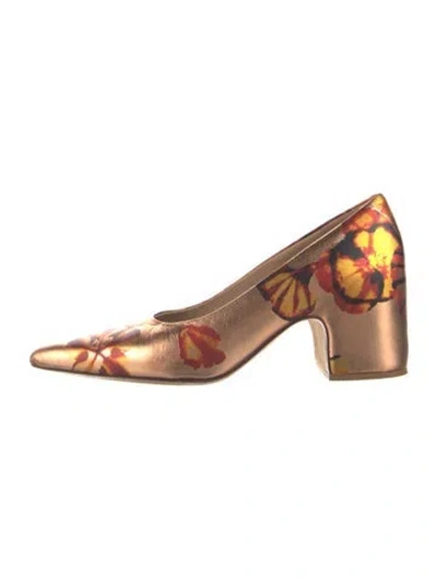 Pre-owned Ulla Johnson Leather Floral Print Pumps In Multi