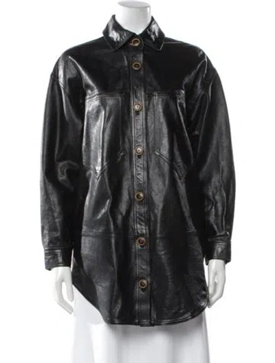 Pre-owned Ulla Johnson Leather Jacket In Gray