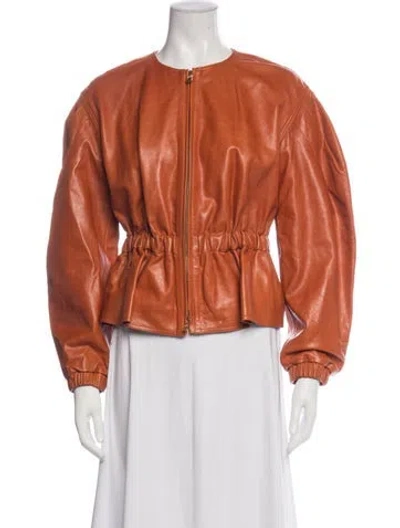 Pre-owned Ulla Johnson Leather Jacket In Orange