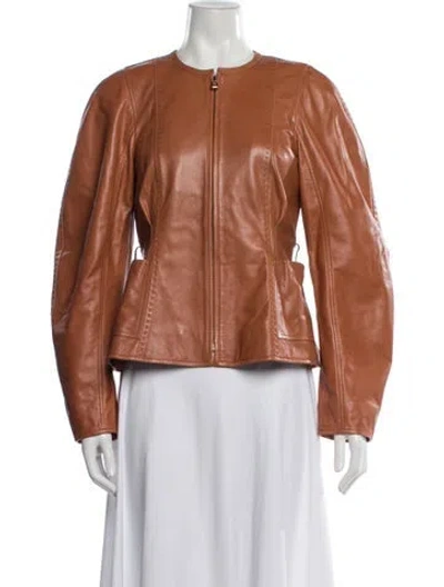 Pre-owned Ulla Johnson Leather Jacket W/ Tags In Neutral