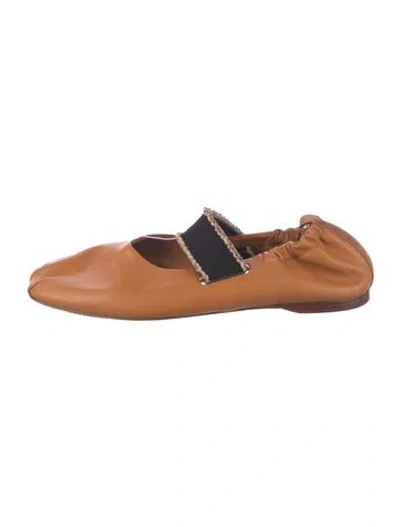 Pre-owned Ulla Johnson Leather Mary Jane Flats In Brown