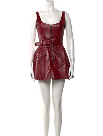 Pre-owned Ulla Johnson Leather Mini Dress W/ Tags In Red