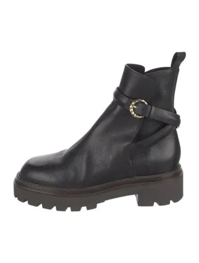 Pre-owned Ulla Johnson Leather Moto Boots In Black