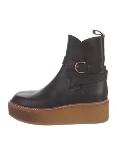 Pre-owned Ulla Johnson Leather Moto Boots In Black