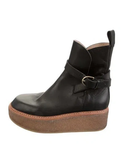 Pre-owned Ulla Johnson Leather Moto Boots In Black