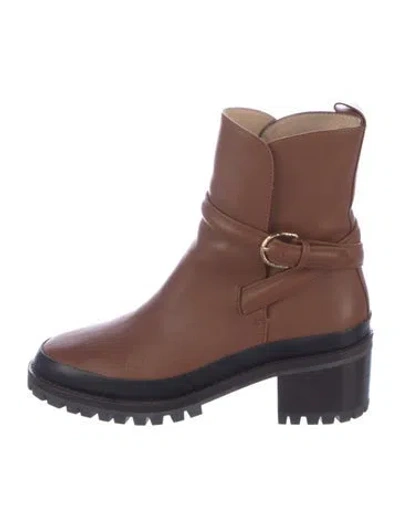 Pre-owned Ulla Johnson Leather Moto Boots In Brown