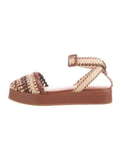 Pre-owned Ulla Johnson Leather Patterned Flats In Brown