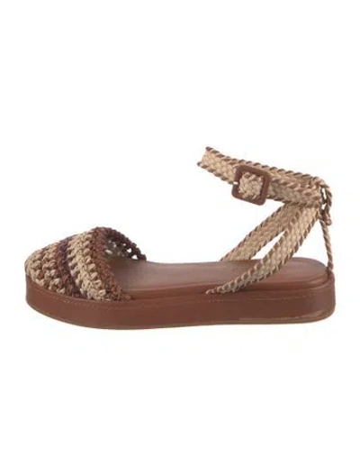 Pre-owned Ulla Johnson Leather Patterned Flats In Brown