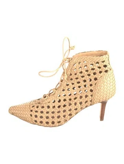 Pre-owned Ulla Johnson Leather Patterned Lace-up Boots In Neutrals