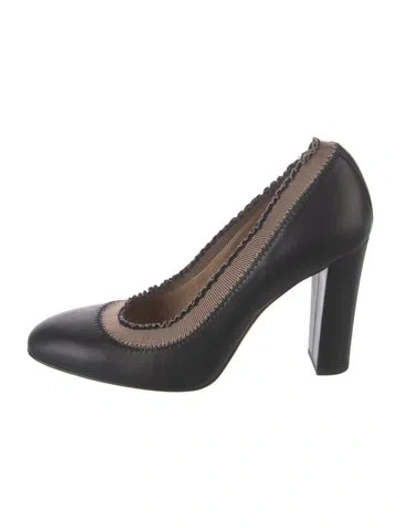 Pre-owned Ulla Johnson Leather Ruffle Embellishment Pumps In Black