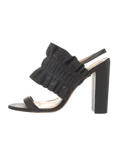 Pre-owned Ulla Johnson Leather Ruffle Embellishment Sandals In Black
