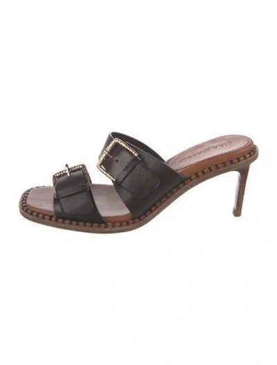 Pre-owned Ulla Johnson Leather Slides In Black