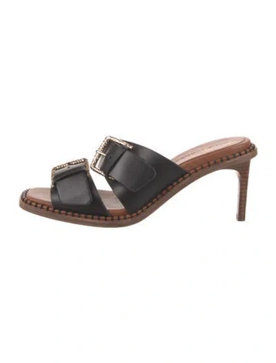 Pre-owned Ulla Johnson Leather Slides In Black