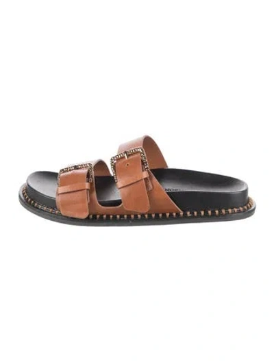 Pre-owned Ulla Johnson Leather Slides In Brown