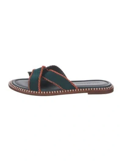 Pre-owned Ulla Johnson Leather Slides In Green
