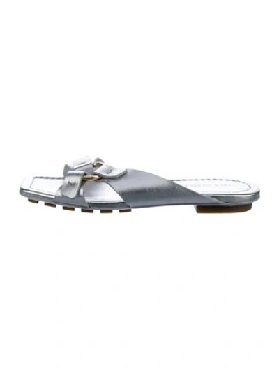 Pre-owned Ulla Johnson Leather Slides In Silver