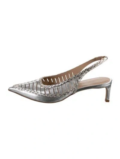 Pre-owned Ulla Johnson Leather Slingback Pumps In Metallic/silver
