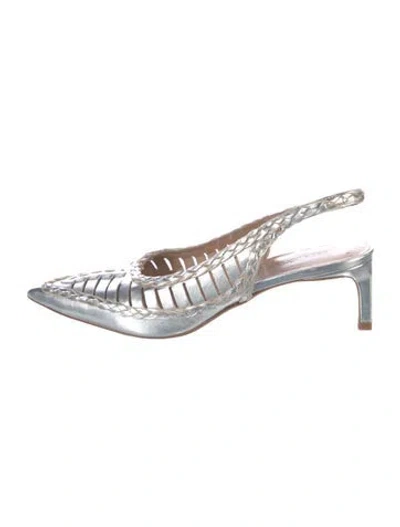 Pre-owned Ulla Johnson Leather Slingback Pumps In Silver