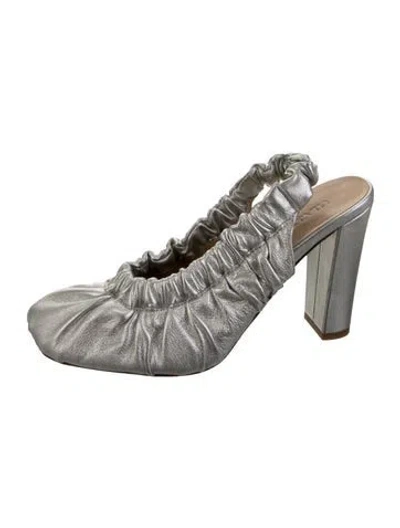 Pre-owned Ulla Johnson Leather Slingback Pumps In Silver