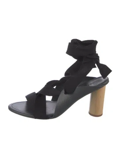 Pre-owned Ulla Johnson Leather Slingback Sandals In Black