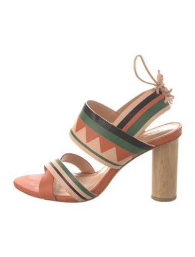 Pre-owned Ulla Johnson Leather Striped Slingback Sandals In Multi