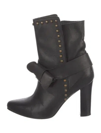 Pre-owned Ulla Johnson Leather Studded Accents Boots In Black