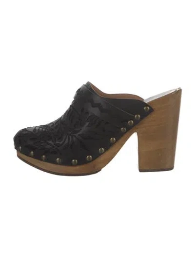 Pre-owned Ulla Johnson Leather Studded Accents Mules In Black
