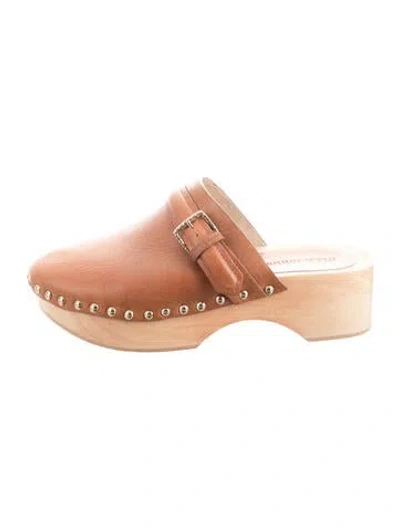 Pre-owned Ulla Johnson Leather Studded Accents Mules In Brown