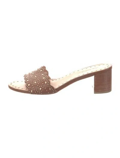 Pre-owned Ulla Johnson Leather Studded Accents Slides In Brown