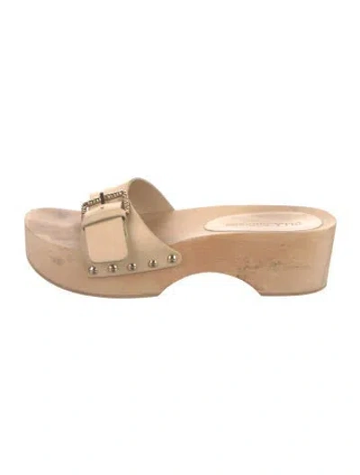 Pre-owned Ulla Johnson Leather Studded Accents Slides In Neutral