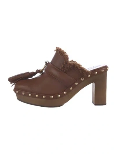 Pre-owned Ulla Johnson Leather Tassel Accents Mules In Brown