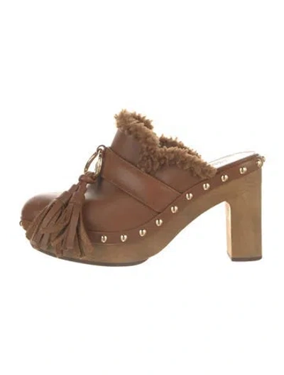 Pre-owned Ulla Johnson Leather Tassel Accents Mules In Brown