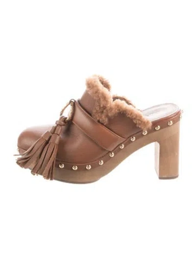 Pre-owned Ulla Johnson Leather Tassel Accents Mules In Brown