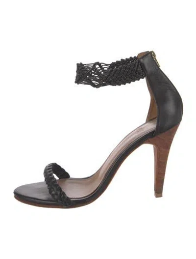 Pre-owned Ulla Johnson Leather Tassel Accents Sandals In Black