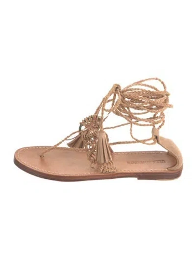 Pre-owned Ulla Johnson Leather Tassel Accents Sandals In Neutrals
