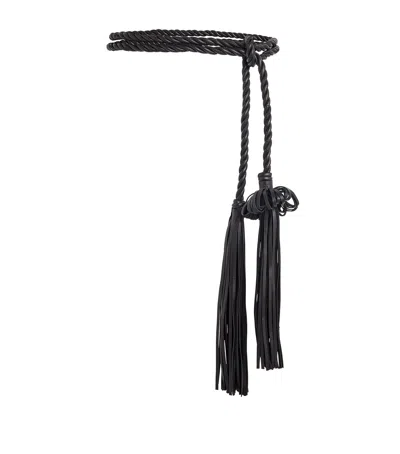 Ulla Johnson Leather Tassel Belt In Black