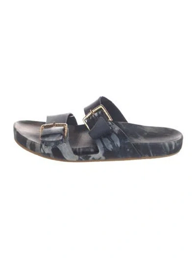 Pre-owned Ulla Johnson Leather Tie-dye Print Sandals In Blue